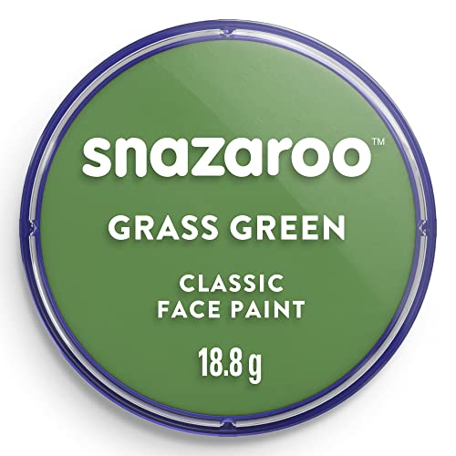 Snazaroo 1118477 Schminkfarbe - Grasgrün, 18ml Topf - hautfreundliche Gesichtschminke auf Wasserbasis, wasservermalbar, parabenfrei, Face & Bodypaint Farbe für Kinder & Erwachsene von Snazaroo