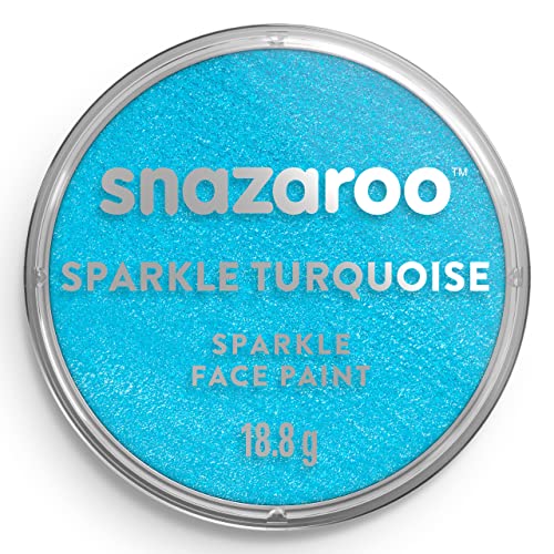 Snazaroo 1118481 Schminkfarbe - Schimmernd Türkis, 18ml Topf - hautfreundliche Gesichtschminke auf Wasserbasis, wasservermalbar, parabenfrei, Face & Bodypaint Farbe für Kinder & Erwachsene von Snazaroo