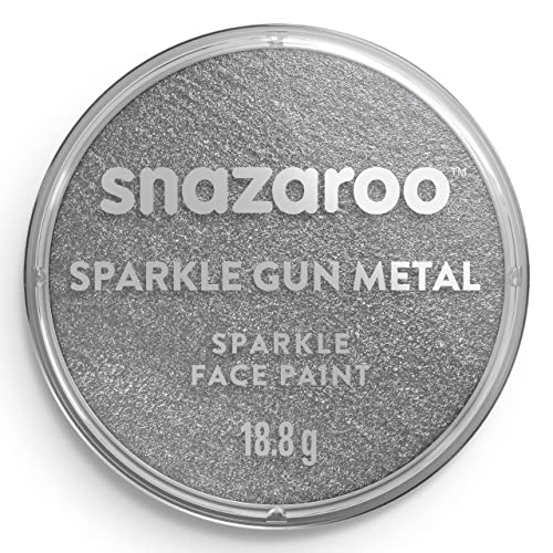 Snazaroo 1118761 Kinderschminke, hautfreundliche hypoallergene Gesichtschminke auf Wasserbasis, wasservermalbar, parabenfrei, 18ml Topf - Metallgrau schillernd von Snazaroo