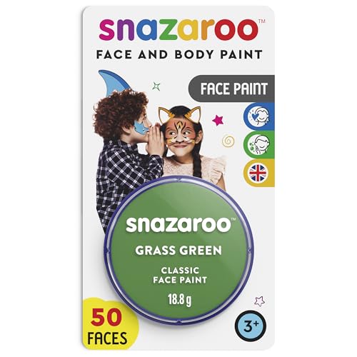 Snazaroo 1119477 Schminkfarbe - Grasgrün , 18ml Blister - hautfreundliche Gesichtschminke auf Wasserbasis, wasservermalbar, parabenfrei, Face & Bodypaint Farbe für Kinder & Erwachsene von Snazaroo