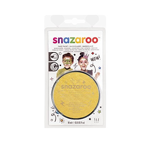 Snazaroo 1119777 Kinderschminke, hautfreundliche hypoallergene Gesichtschminke auf Wasserbasis, wasservermalbar, parabenfrei, 18ml Topf - Gold metallic von Snazaroo