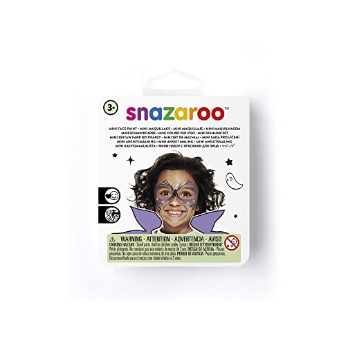 Snazaroo 1172087 Kinderschminke Mini Set Hexe, 3 Schminkfarben, Farben: Lila, Weiß, Schwarz, 1 Pinsel, 1 Schwämmchen von Snazaroo
