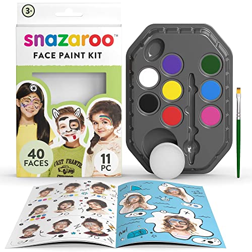 Snazaroo Schminkset für Jungen & Mädchen, Schminkpalette mit Pinsel, Schwämmchen und Anleitung, 8 Farben von Snazaroo