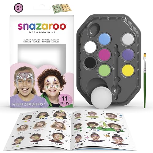 Snazaroo Schminkset für Mädchen,Schminkpalette mit Pinsel, Schwämmchen und Anleitung (engl.), 8 Farben von Snazaroo