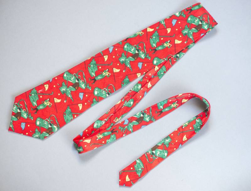 Fun Rot Grün Vintage Krawatte - Golf Spieler Breit Herren 100% Seide Handgemacht Stilvolle Männer Bday Geschenk Ihn von SnazzyBirds