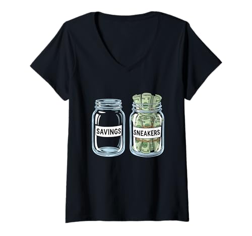 Damen Money Jars - Sneakerhead Sneaker-Fan T-Shirt mit V-Ausschnitt Damen Money Jars - Sneakerhead Sneaker-Fan T-Shirt mit V-Ausschnitt von Sneaker Head Merch
