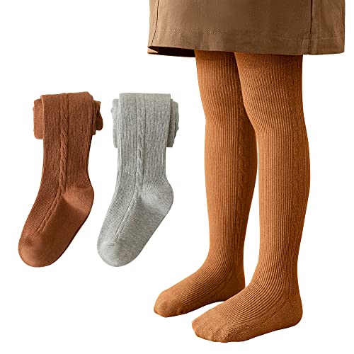 Snegyu 2-Paar Strumpfhose für Mädchen zurück zur Schule Uniform Plain Strumpfhosen Stricken Baumwolle Reiche Mädchen Leggings Kleinkind Kinder Strumpfhose für 1-10 Jahre von Snegyu