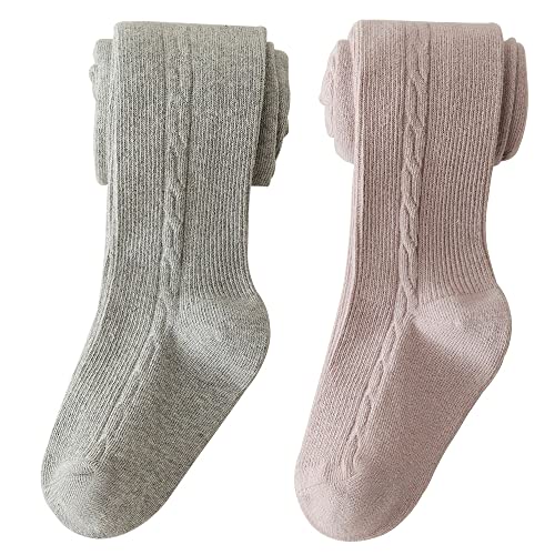 Snegyu 2-Paar Strumpfhose für Mädchen zurück zur Schule Uniform Plain Strumpfhosen Stricken Baumwolle Reiche Mädchen Leggings Kleinkind Kinder Strumpfhose für 1-10 Jahre von Snegyu