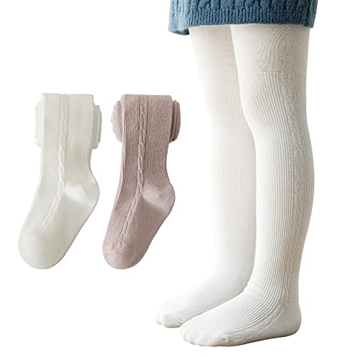 Snegyu 2-Paar Strumpfhose für Mädchen zurück zur Schule Uniform Plain Strumpfhosen Stricken Baumwolle Reiche Mädchen Leggings Kleinkind Kinder Strumpfhose für 1-10 Jahre von Snegyu