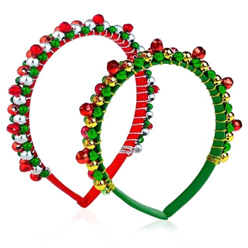 2 Stück Haarreifen Weihnachten,Weihnachtshaarreifen Erwachsene,Haarreif Kinder Weihnachts,Kopfbedeckung Cosplay Weihnachtsstirnband Damen set,Rot Grün von Snhauxinfa