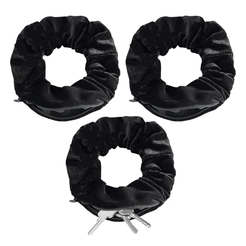 3 Stück Haargummi mit Reißverschluss,Wertsachen Versteck Strand,Geldversteck Scrunchies Urlaub,Gadgets Haargummis Safe,Scrunchie Damen Essentials,für Gadget Geld Reise,Verstecke am Beach,Elastischer von Snhauxinfa