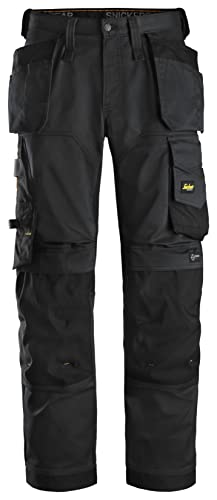 Snickers Workwear Herren Loose Fit Work Pants + Holster Pockets Black AllroundWork Stretch-Arbeitshose mit lockerer Passform und Holstertaschen, Größe 36/34, Schwarz von Snickers Workwear