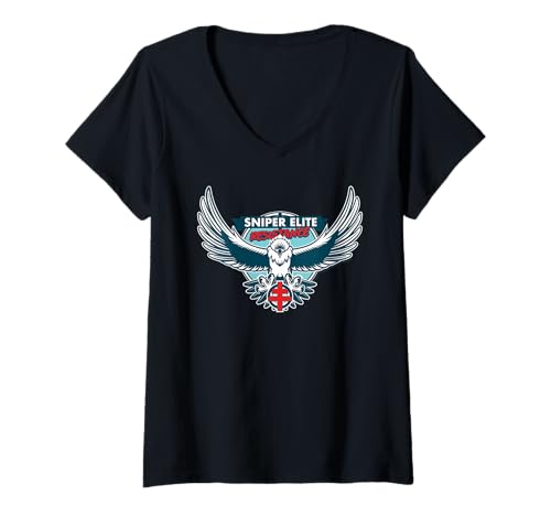 Damen Scharfschütze Elite Resistance Eagle Wings T-Shirt mit V-Ausschnitt Damen Scharfschütze Elite Resistance Eagle Wings T-Shirt mit V-Ausschnitt von Sniper Elite