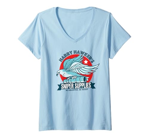 Damen Scharfschützen-Elite-Widerstand Harry Hawkers Scharfschützenzubehör T-Shirt mit V-Ausschnitt Damen Scharfschützen-Elite-Widerstand Harry Hawkers Scharfschützenzubehör T-Shirt mit V-Ausschnitt von Sniper Elite