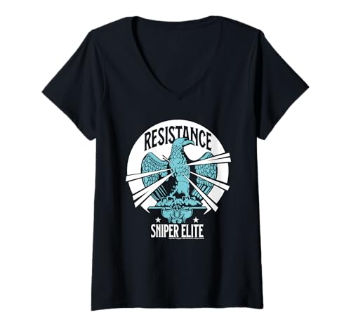 Damen Sniper Elite Resistance Adler Statue Retro T-Shirt mit V-Ausschnitt Damen Sniper Elite Resistance Adler Statue Retro T-Shirt mit V-Ausschnitt von Sniper Elite