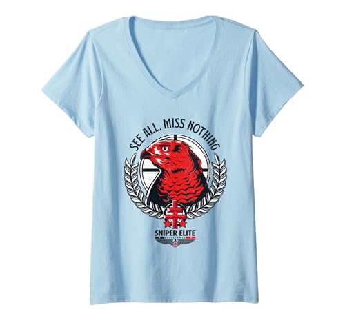 Damen Sniper Elite Resistance Eagle Alles ansehen Nichts verpassen T-Shirt mit V-Ausschnitt Damen Sniper Elite Resistance Eagle Alles ansehen Nichts verpassen T-Shirt mit V-Ausschnitt von Sniper Elite