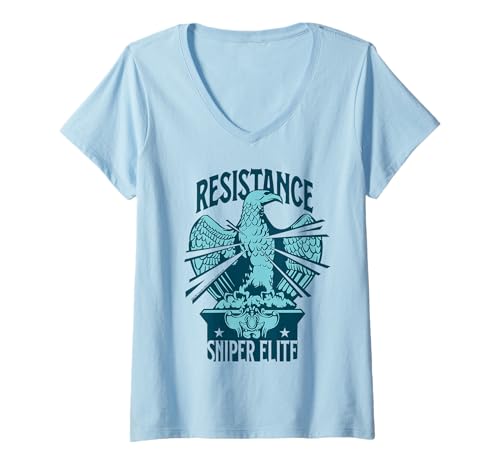 Damen Sniper Elite Resistance Retro Adler Statue T-Shirt mit V-Ausschnitt von Sniper Elite
