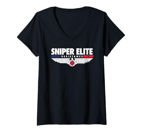 Damen Sniper Elite Resistance Taktisches Shooter-Logo T-Shirt mit V-Ausschnitt Damen Sniper Elite Resistance Taktisches Shooter-Logo T-Shirt mit V-Ausschnitt von Sniper Elite