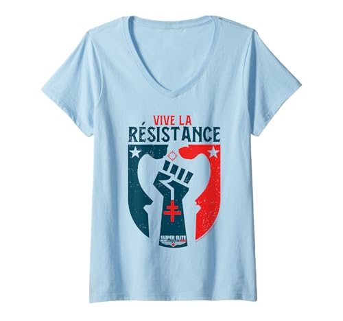 Damen Sniper Elite Vive La Resistance Französischer Weltkrieg T-Shirt mit V-Ausschnitt Damen Sniper Elite Vive La Resistance Französischer Weltkrieg T-Shirt mit V-Ausschnitt von Sniper Elite