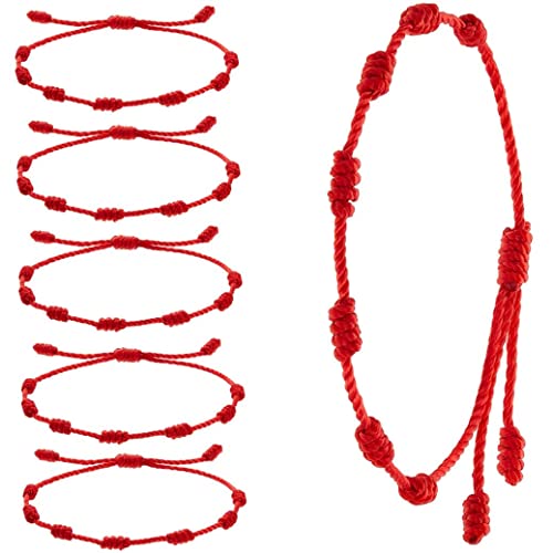 6pcs Sommerschnur Armbänder Rot Armband Rotkabel Armband Einstellbare Kabbala Red Knot String Armband Amulett zum Schutz, böser Auge und viel Glück für Freundschaft von Snner