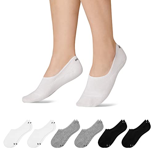 Snocks Füßlinge für Damen und Herren aus Bio-Baumwolle 6 Paar - Rutschfeste und unsichtbare Sneakersocken - Kurze Socken Gr. 35-38 - Farbe Mix (Schwarz/Hellgrau/Weiß) von Snocks