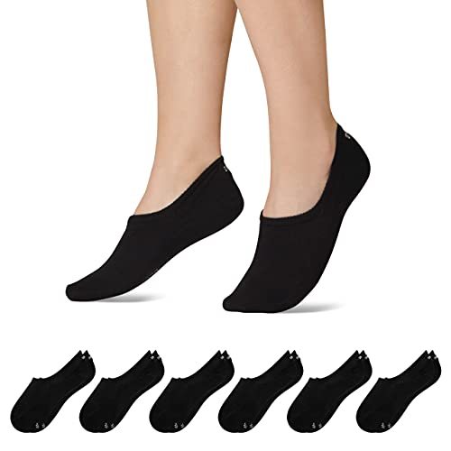Snocks ® Herren & Damen Unsichtbare Sneaker Socken (6x Paar) Extra Großes Silikonpad Verhindert Verrutschen - 6x Schwarz, 43 - 46 von Snocks