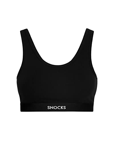 Snocks 1er Pack Soft BH Bustier Damen Bio Baumwolle Bequemer BH für jeden Tag, Yoga oder Freizeit (1x Schwarz, L) von Snocks