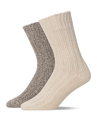 Snocks 2x Norweger Socken Herren und Frauen - Braun/Weiß Größe 35-38 Dicke Socken Norwegersocken Warme Socken Strick Socken Kuschelsocken von Snocks