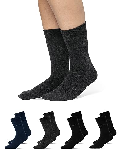 Snocks 4er Set Business Socken für Herren – Herrensocken mit atmungsaktiver Baumwolle ohne drückende Naht - Größe 39-42 - Farbe Mix (2x Schwarz + 1x Grau + 1x Blau) von Snocks
