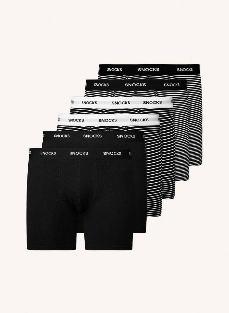 Snocks 6er-Pack Boxershorts Mit Längerem Bein schwarz von Snocks