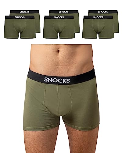 Snocks Boxershorts Herren 6 Paar Olive Größe 3XL Unterhosen Männer XXX-Large Herren Unterhosen Herren Boxershorts Baumwolle Unterwäsche von Snocks