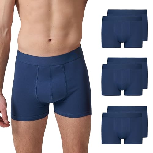 Snocks Boxershorts Herren Ohne Logo aus Bio-Baumwolle (6er Pack) - Atmungsaktiv und Ideal für Sport und Alltag - Kein juckendes Etikett - Unterhosen Herren - Gr.S, Farbe Navy von Snocks