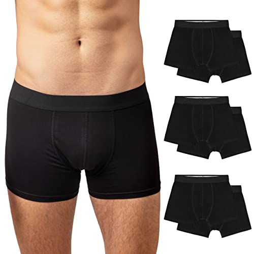 Snocks Boxershorts Herren Ohne Logo aus Bio-Baumwolle (6er Pack) - Atmungsaktiv und Ideal für Sport und Alltag - Kein juckendes Etikett - Unterhosen Herren - Gr.3XL, Farbe Schwarz von Snocks