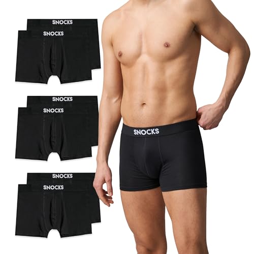 Snocks Boxershorts Herren aus Bio-Baumwolle (6er Pack) - Atmungsaktiv und Ideal für Sport und Alltag - Kein juckendes Etikett und komfortabler Bund - Unterhosen Herren - Gr.4XL, Farbe Schwarz von Snocks