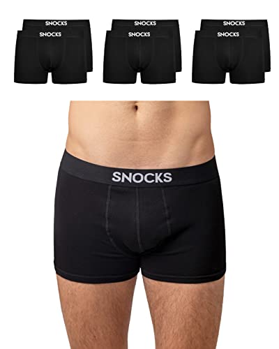 Snocks Herren Boxershorts Set 6er-Pack in den Gr. S aus Bio-Baumwolle I Unterhosen für Männer mit idealer Passform ganz ohne zwicken oder aufrollen I Angenehmes Tragegefühl I Schwarz von Snocks