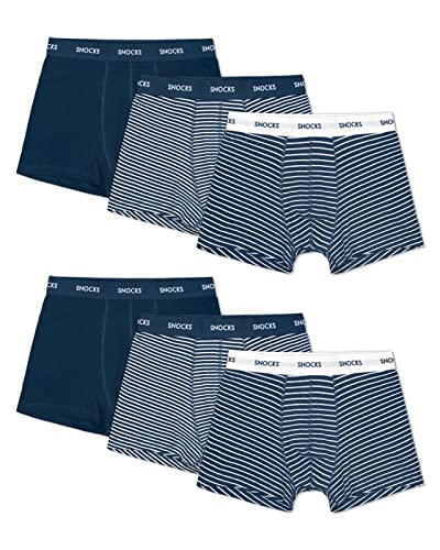 Snocks Boxershorts Herren aus Bio-Baumwolle (6er Pack) - Atmungsaktiv und Ideal für Sport und Alltag - Kein juckendes Etikett - Unterhosen Herren - Gr.XL, Farbe Blau Gestreift von Snocks