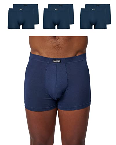 Snocks Herren Retro Boxershorts 6er - Set in den Gr. S - 4XL aus Baumwolle I Retro Unterhosen für Männer mit idealer Passform ganz ohne zwicken oder aufrollen I Angenehmes Tragegefühl I Blau von Snocks