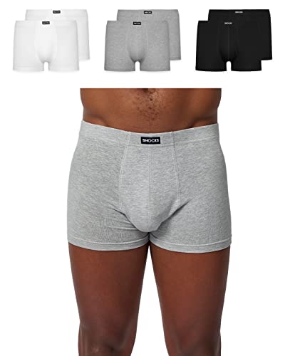 Snocks Herren Retro Boxershorts 6er - Set in den Gr. S - 4XL aus Baumwolle I Retro Unterhosen für Männer mit idealer Passform & Tragegefühl ganz ohne zwicken oder aufrollen I Schwarz/Grau/Weiß von Snocks