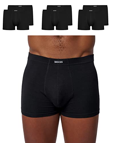 Snocks Herren Retro Boxershorts 6er - Set in den Gr. S - 4XL aus Baumwolle I Retro Unterhosen für Männer mit idealer Passform ganz ohne zwicken oder aufrollen I Angenehmes Tragegefühl I Schwarz von Snocks