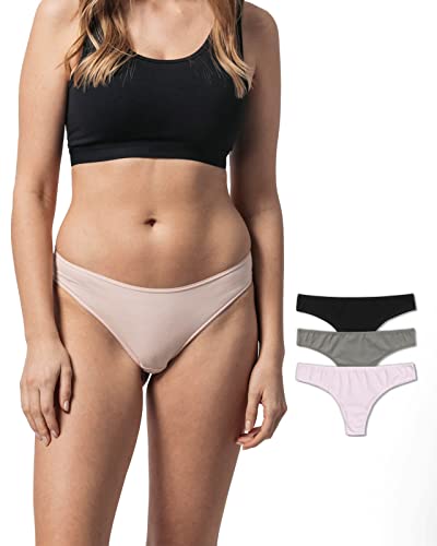 Snocks Brazilian Slip Damen aus Bio-Baumwolle (3er Pack) - Damenunterwäsche mit perfekter Passform und angenehmem Tragegefühl - Klassisches Unterwäsche Frauen - Gr.XS, Farbe Apricot/Grün/Schwarz von Snocks