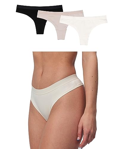 Snocks Brazilian Slip mit Bund Damen aus Bio-Baumwolle (3er Pack) - Damenunterwäsche mit Perfekter Passform und angenehmem Tragegefühl - Klassisches Unterwäsche Frauen Gr.M, Farbe Nude/Schwarz/Rose von Snocks