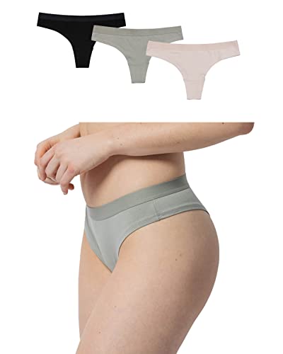 Snocks Brazilian Slip mit Bund Damen aus Bio-Baumwolle (3er Pack) - Damenunterwäsche mit perfekter Passform und angenehmem Tragegefühl Klassisches Unterwäsche Frauen Gr.M, Farbe Apricot/Grün/Schwarz von Snocks