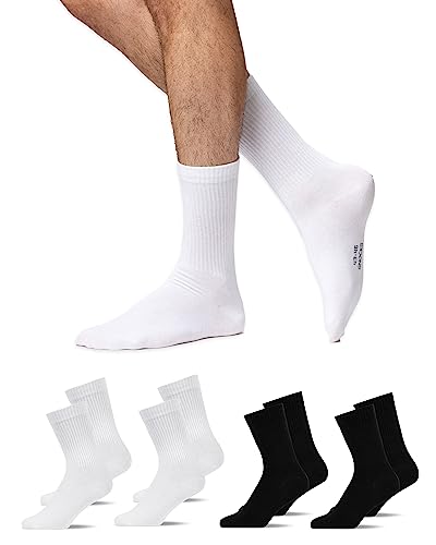 Snocks Herren & Damen Tennissocken (4x Paar) Lange Haltbarkeit Dank Bester Qualität, 03 Schwarz (2x) + Grau (2x) + Weiß (2x), 43 - 46 von Snocks