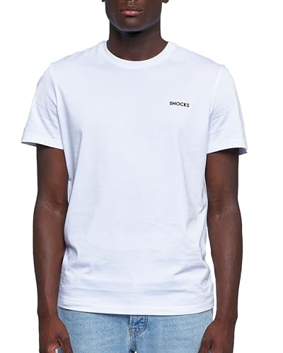 Snocks Crew T-Shirt Herren Weiß aus 100% Bio-Baumwolle Gr. XXL - Weißes Shirt für Jeden Anlass - Ideales Basic T-Shirt Mit Perfekter Passform von Snocks