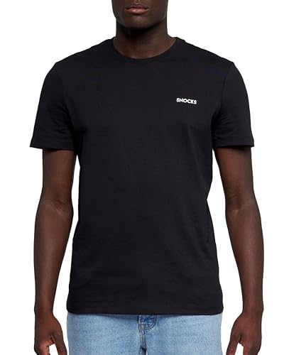 Snocks Crew T-Shirt für Herren Schwarz aus 100% Bio Baumwolle gr. L - T Shirt Herren Schwarz für jeden Anlass - Ideales Basic Tshirt Herren Schwarz - Schwarze Tshirt Herren mit Perfektem Passform von Snocks