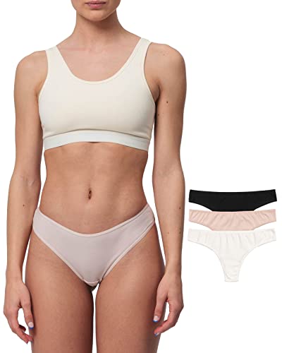 Snocks Brazilian Slip Damen aus Bio-Baumwolle (3er Pack) - Damenunterwäsche mit perfekter Passform und angenehmem Tragegefühl - Klassisches Unterwäsche Frauen Design - Gr.XS, Farbe Nude/Schwarz/Rose von Snocks