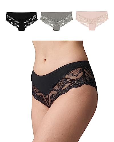 Snocks Push-Up Panties mit Spitze 3er Set Gr. L I Hipster High Waist I Hipster Panty mit Baumwollanteil I Underwear Women I Hot Unterwäsche Damen I Slip Damen Spitze I Angenehme Passform I Mix 1 von Snocks