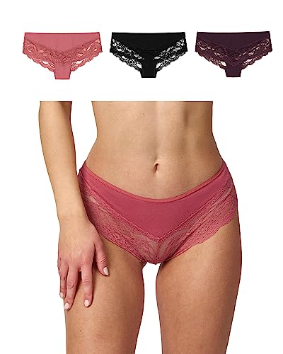 Snocks Push-Up Panties mit Spitze 3er Set Gr. L I Hipster High Waist I Hipster Panty mit Baumwollanteil I Underwear Women I Hot Unterwäsche Damen I Slip Damen Spitze I Angenehme Passform I Mix 2 von Snocks