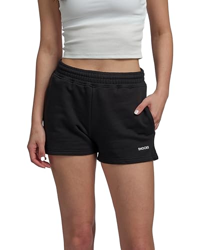 Snocks Kurze Hose Damen: gr. XL - Schwarz - Ideale Damen Shorts für Sport und Entspannung - Kurze Sporthose Damen, Sport Shorts Damen, Sporthose Damen Kurz und Kurze Hosen Damen Sommer von Snocks