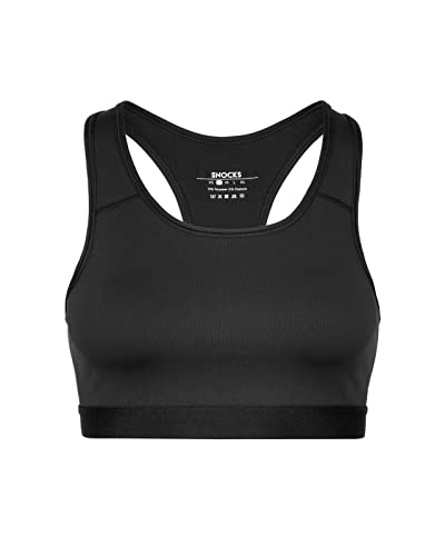 Snocks Damen Sport BH Schwarz Gr. L Sport-BH aus recyceltem Polyester Large Sport Bustier Mittlerer Halt von Snocks